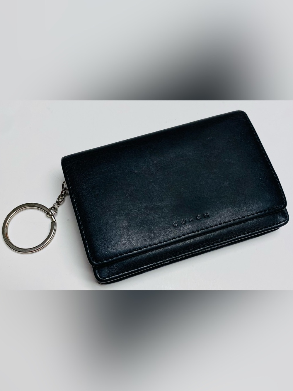 Vintage Coach Bedford Black Leather Multifunction Coin Purse Wallet Style 6994